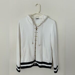 Authentic Versace Studded Stripe Detail Zipped Hoodie White Size 40